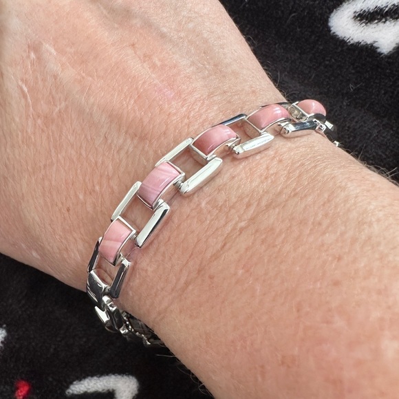 Pink opal and sterling silver bracelet - Picture 5 of 14